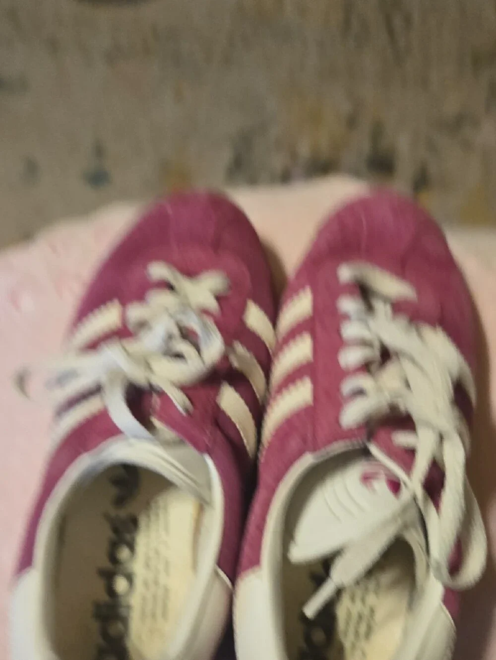 adidas Women’s Suede Sneakers in Magenta and White